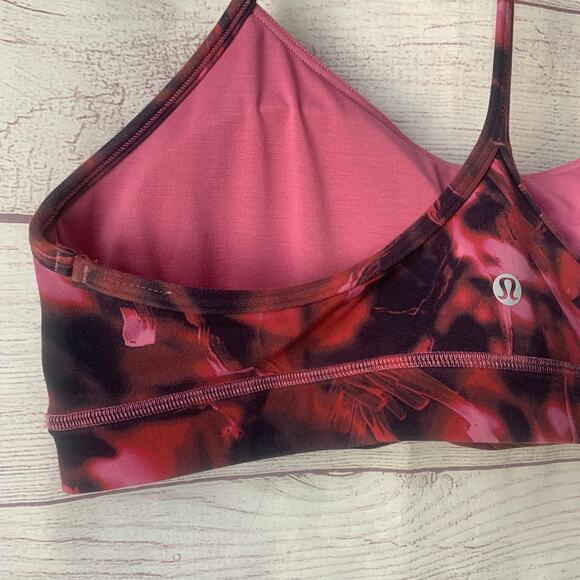 Lululemon Flow Y Bra Intensity Pink Blossom Multi with Pads Nulu Size 12 - Picture 6 of 15